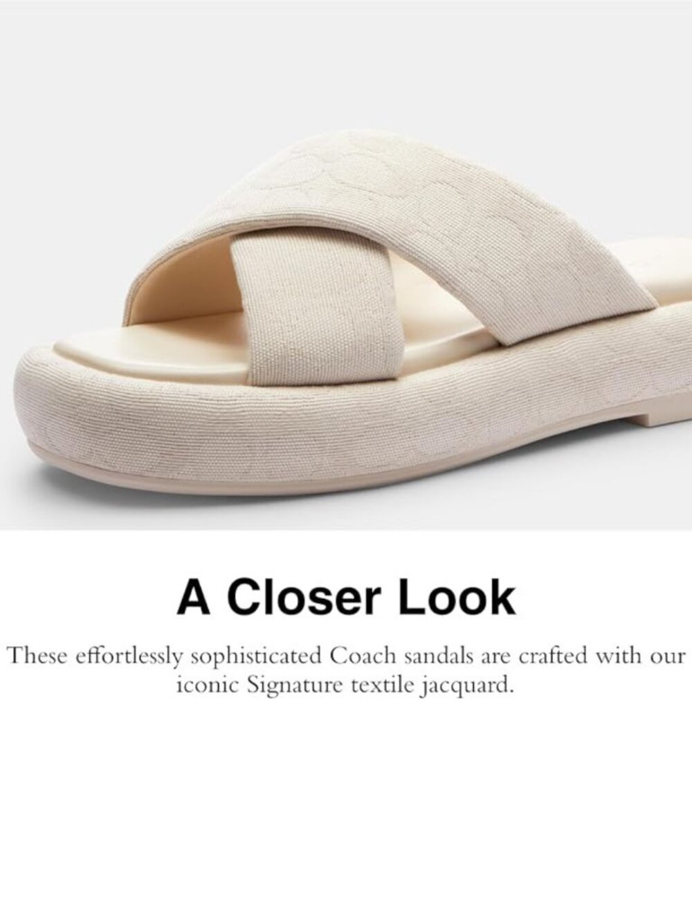 Coach Penelope Signature C Sandals Ivory Slip On Platform Slides Women's Shoes - Picture 4 of 5